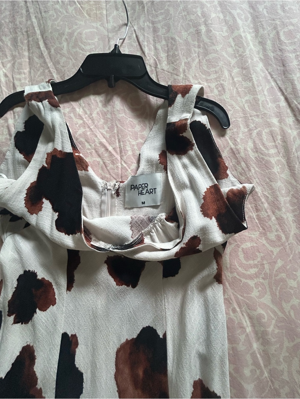 Cream Maxi Dress/Brown & black abstract Floral design - Sleeveless - Picture 6 of 7